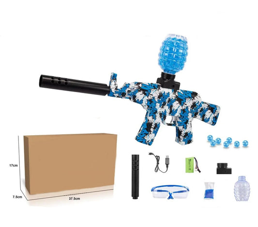 Blue and White gel blaster.